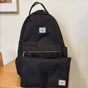 Herschel Black Diaper Bag/Backpack and changing pad